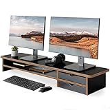 【Idéal pour le Bureau et Domicile】Dimension:108 x23,5x14cm, Capacité de charge: 45 KG.le réhausseur d'écran d'ordinateur fabriquant en panneau et métal solide, résistant aux rayures, très facile à nettoyer, un excellent assistant pour bureau à domicile.