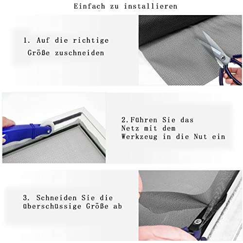 ASOPFYUM Fliegengitter-Rollware, Fliegengitter extra stark 120 x 250 cm, Fliegennetz Fenster, schwarzes Fiberglas-Fliegengitter als Meterware, Fliegengitter-Ersatznetz beliebig zuschneidbar1