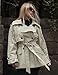 Lingswallow Cropped Trench Coat for Women Double Breasted Lapel Short Jacket Crop Coats with Belt
