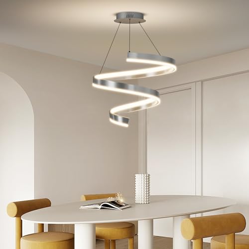 Lustre plafonnier LED 3 anneaux YangRy design chic et intensité variable pour salon