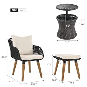 5 Piece Patio Furniture Chair Sets with Wicker Cool Bar Table and Ottomans, Patio Conversation Set, Outdoor Furniture Bistro Sets for Porch Backyard Balcony Poolside, Beige&Black 5 Piece Patio Furniture Chair Sets with Wicker Cool Bar Table and Ottomans Patio Conversation Set Outdoor Furniture Bistro Sets for Porch Backyard Balcony Poolside BeigeBlack