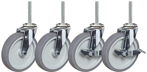 4" Caster Set of Four | 1/2-13x2-3/4" Threaded Stem Mount with Brakes