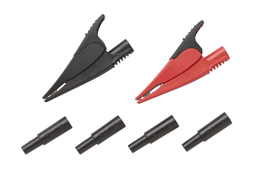 Fluke - 4073928 AC285-FTP Alligator Clips and Adaptors, 1000V Voltage, 10A Current, Red and Black, For FTP-1 or FTPL-1 Fused Test Probes
