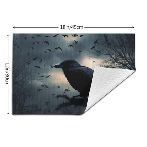 Sets de table thermorésistants Night Crow en vinyle lavable pour une protection de cuisine optimale - 6