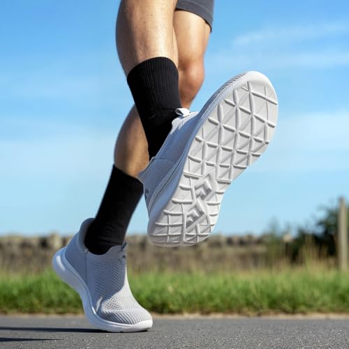 ODCKOI Baskets Hommes Chaussures de Sport Chaussures de Course sans Lacets-Gris clair-43 – vue 3