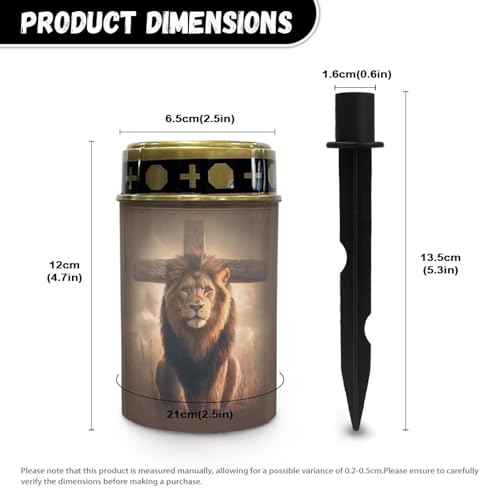 Image of Lion Cross Solar Grave Lights for Cemetery Flameless Solar Powered Light for Prayer Waterproof Cemetery Solar Lights for Grave Cemetery Decor Candle Lamp