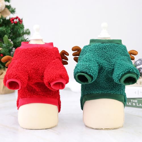 Izefia Hund Pullover Kostüm Weihnachtskleidung Geschenk Fleece Wolle Winter Warme Pyjamas Weihnachtsvater Rentier Baum Pullover für Kleine Hund Mittlere Katze