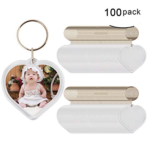 Blank Keychain, Heart Shape 100Pcs Custom Personalised Insert Photo Acrylic Blank Keyring Wholesale #TOP1