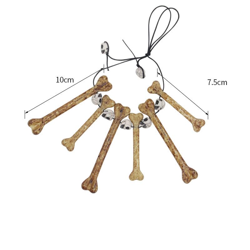 Halloween Bone Necklace for Womens Vintage Bone Skull Pendant Necklace Halloween Ivory Tooth Necklace Hand Bones Halloweens Choker Necklace Prehistoric Caveman Halloweens Costume Jewelry4