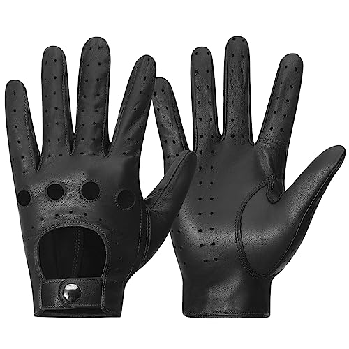 Meetoget⠀ Leather Driving Gloves For Mens Goatskin Unlined Touchscreen Texting Leather Gloves USM01