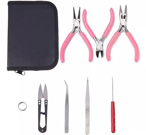 Kit 8 Pcs Alicate Bijoux Pinça Bijuteria Jóias + Estojo