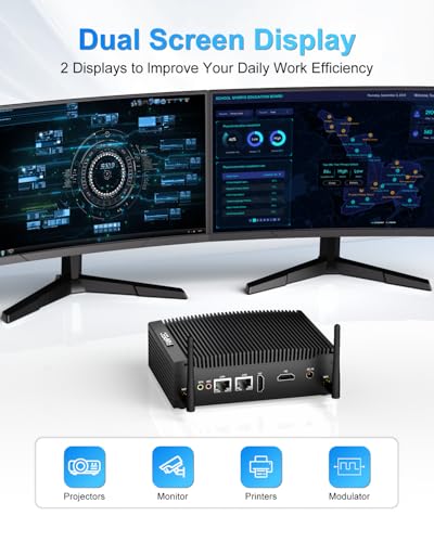 Image of FANPEEC Fanless Mini PC Industrial Core i5-8350U 16GB DDR4 RAM 512GB SSD Fanless PC 2xHD, Industrial Computer Win 11 Pro /Ubuntu, 2xRS232 COM, WiFi5, BT4.2, 4xUSB2.0 + 4xUSB3.0, Power On Auto
