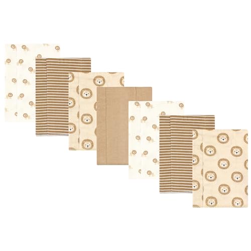 Image of Hudson Baby Unisex Baby Cotton Poly Flannel Burp Cloths, Brave Lion 7-Pack, One Size