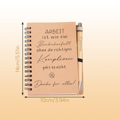 SHAOWENCB Abschiedsgeschenk Kollegen Notizbuch Kariert Notizbuch mit Zum Abschied von Kollegin,Notebook,Holz-Kugelschreiber, Schlüsselanhänger,Ruhestand Geschenk für Ehemänner Ehefrauen.
