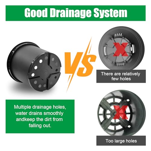 3 Gallon Plastic Nursery Pots, 10 Inch Round Plant Pots with Drainage Holes, 10 Pack Planting Pot for Outdoor Indoor Plants, Gardening Gifts for Women, Black - Image 7