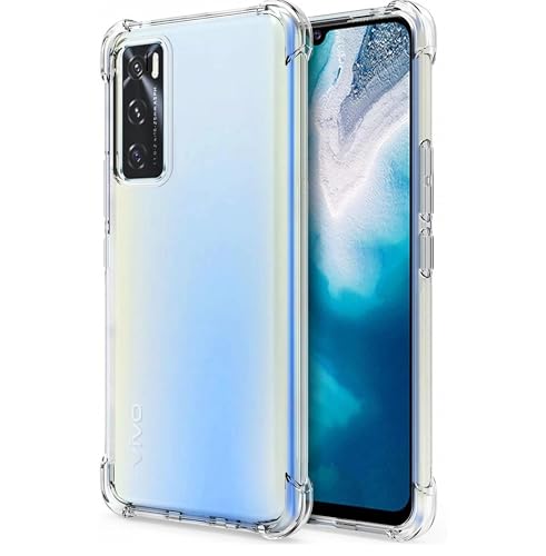 Image of Lustree Compatible with vivo V20 SE Back Cover| Clear + TPU Case with 4 Corner Air Cushion Protection & Camera Protection | Slim& Stylus Cover for vivo V20 SE