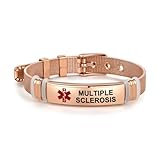 NARTGO Red Medical Alert Multiple Sclerosis Bracelet for Women Men's Emergency First Aid Health Alert Rose Gold Adjustable Wristband Bracelets
