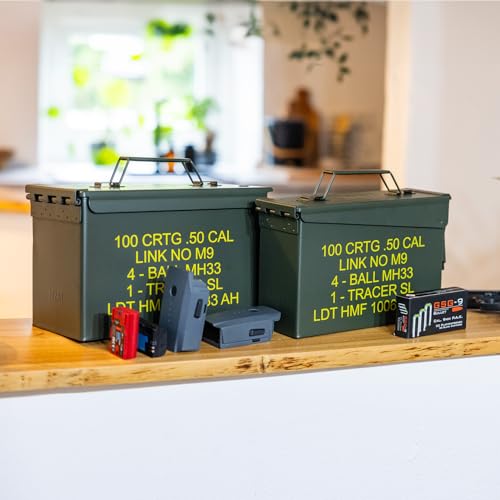 HMF 70011 Munitionskoffer, US Ammo Box, Metallkiste, 30 x 19 x 15,5 cm, grün