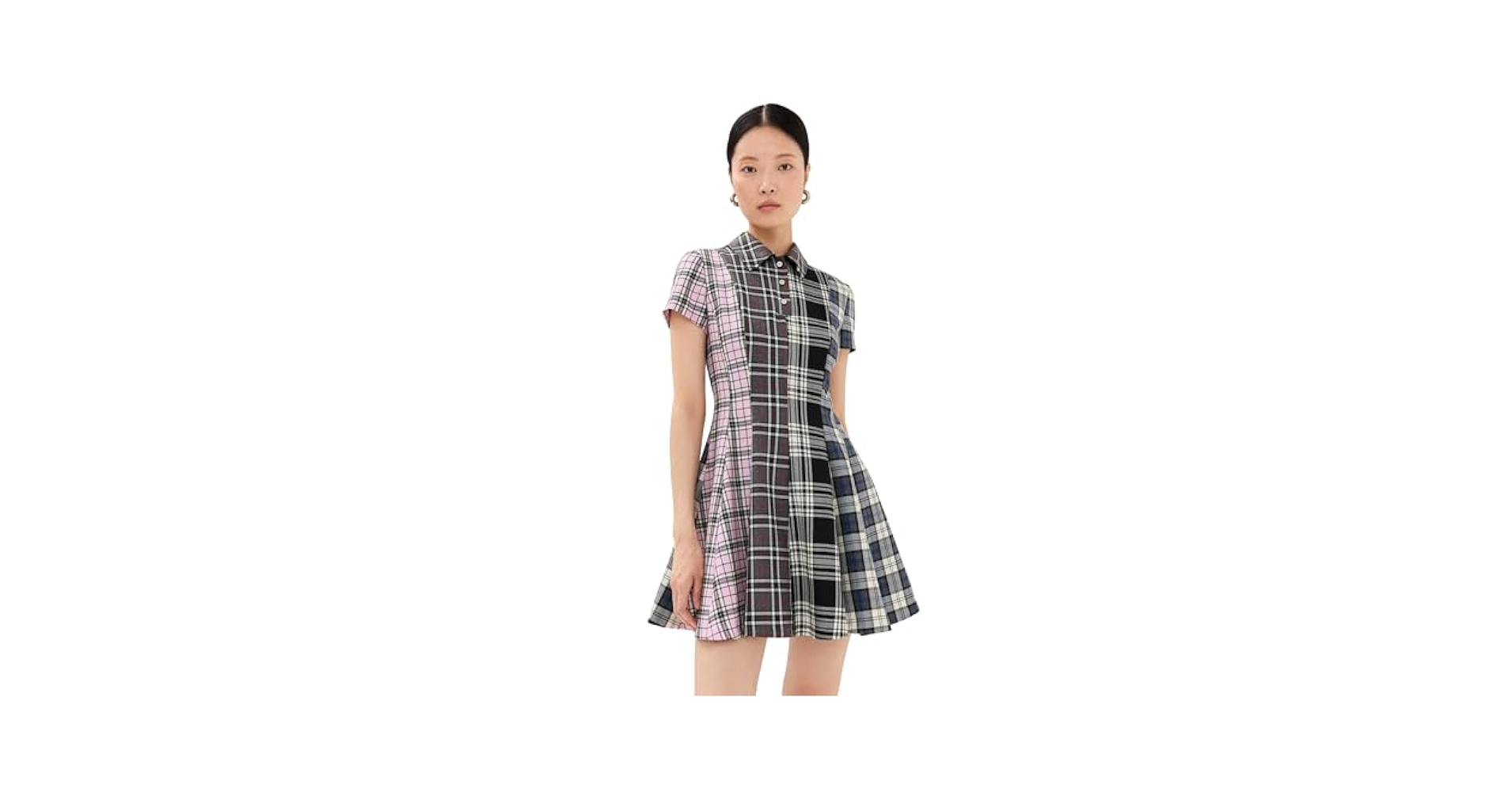ワンピース MSGM Woman Dress Black 3442MDA44237309 99 MSGM Women's Abito Dress, Black, Plaid, 8 at Amazon Women's