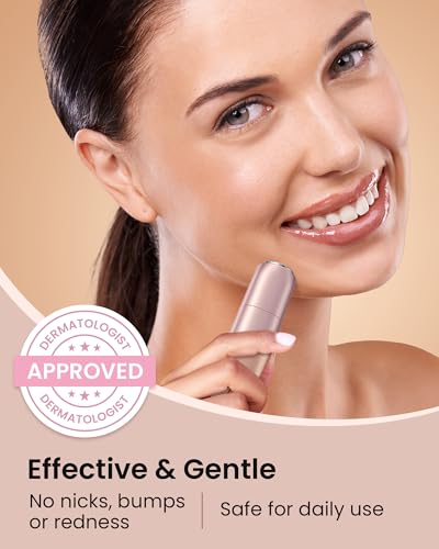 Gesichtshaarentferner für Frauen mit 1 Ersatzkopf: Aufladbarer Mini Rasierer für Damen, iFanzeTech Gesichtsrasierer Frauen für Schnelle und Sanfte Rasur,Oberlippe,Kinn und Wangen, für Unterwegs 2