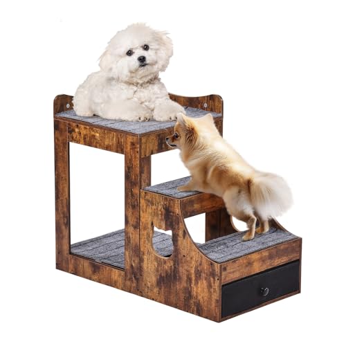 VEVOR Etagenbett für Haustiere mit Abnehmbarer Treppe, Fenstersitz für Hunde/Katzen mit Stauraum, mehrstufiges Bett, Schlafcouch für Hunde, Sitzplattform für Haustiere, 830 x 450 x 675 mm (Braun)
