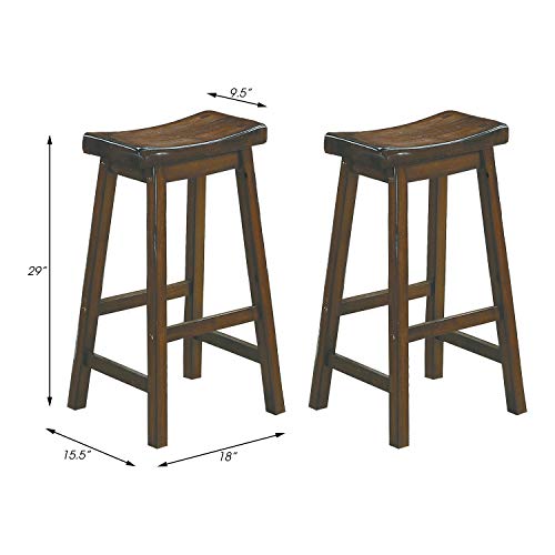 Lexicon Victoria Saddle Wood Bar Stools (Set Of 2), 28.5" Sh, Distressed Cherry #TOP1