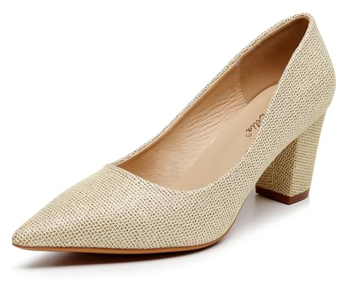 VenusCelia Women's Lewin Pump Chunky Heel Shoe