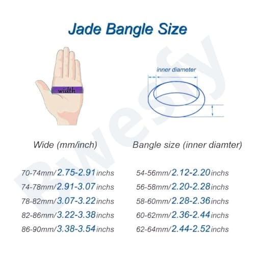 Bracelets,Jade Bangle Bracelet for Women, 8mm Round Genuine Quartzite Jade Bangle Jewelry(Purple Green,54mm)4