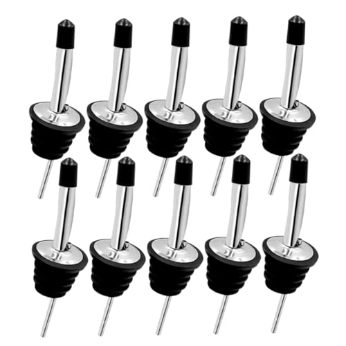 Ciieeo 10Pcs Stainless Steel Wine Dispenser Pourers with Dust Caps Versatile Stoppers for Olive Oil Vinegar Cocktails Use Parties