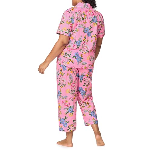 Image of Bed Head PJs Womens Matching Pajamas - Soft Organic Cotton Button Down PJ Shirt & Cropped Pants Set - Loungewear & Sleepwear