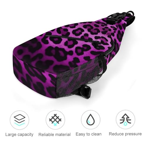Bolso morral cruzado con estampado púrpura de leopardo miniatura 5