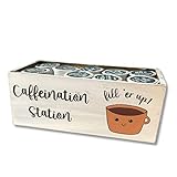 Lea Joelle Handmade Caffeination Station, Cute Wood Organizer Bin for Coffee and Tea Bar