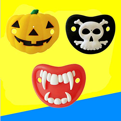 Kisangel 3Pcs Funny Pacifiers Pumpkin Skeleton Vampires Fangs Shaped Pacifier Novelty Toddler Nipple Baby Pacifier Halloween Party Favors #TOP6