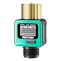 RESTMO Water Flow Meter with Brass Inlet Metal Thread, Measure Gallon/Liter Consumption and Flow Rate for Outdoor Garden Hose Watering, RV Water Tank Filling, Lawn Sprinkler and Nozzle Sprayer