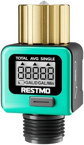 RESTMO Water Flow Meter with Brass Inlet Metal Thread, Measure Ga...