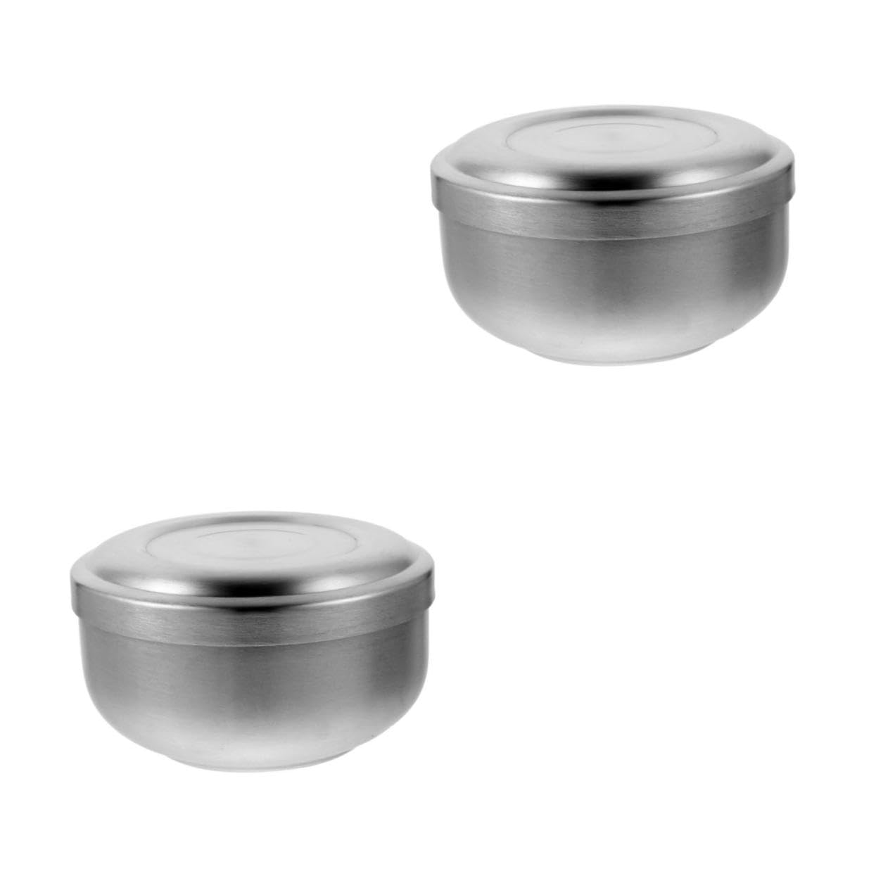 Healeved 2pcs Stainless Shaving Bowl with Lid Men's Shaving Soap Bowl Compact Stylish Ideal for Home Barber Shop Salon