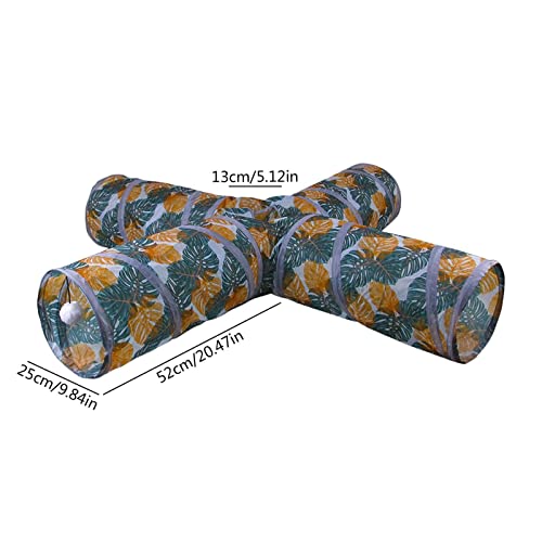 Túneis para gatos - Túnel dobrável para animais de estimação - Túnel de coelho com impressão de folh