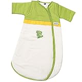 Gesslein 773162 Bubou Babyschlafsack mit abnehmbaren Ärmeln: Temperaturregulierender Ganzjahreschlafsack, Baby/Kinder Größe 110 cm, beige/grün