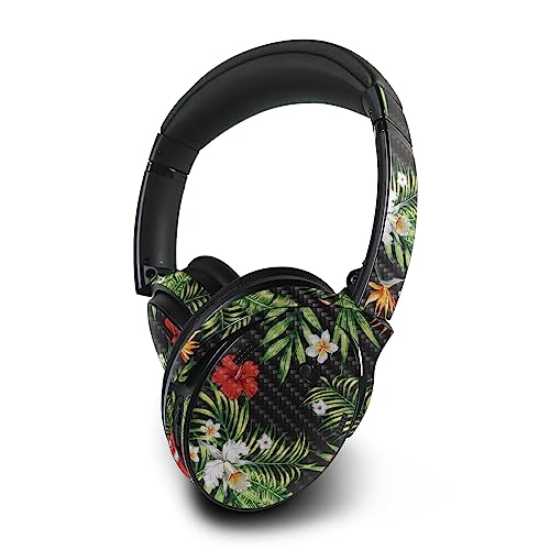 Image of MightySkins Carbon Fiber Skin Compatible with Bose QuietComfort 45 Headphones Dark Hibiscus | Protective, Durable Textured Carbon Fiber Finish | Easy to Apply | Made in The USA