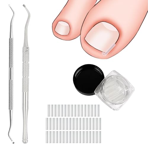 Ingrown Toenail Care Tool Set, 50 PCS Nail Strips with 2 Toenail Lifters & 1 Nail Clipper, for Post-Pedicure Care, Post-Sports Foot Care, Daily Toenail Maintenance