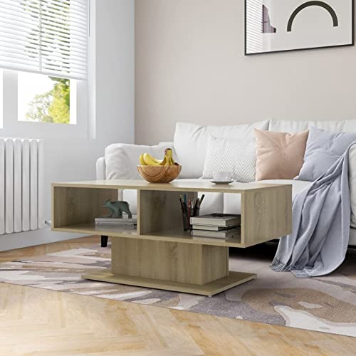 Table basse chêne Sonoma robuste pour ranger et travailler dans son salon