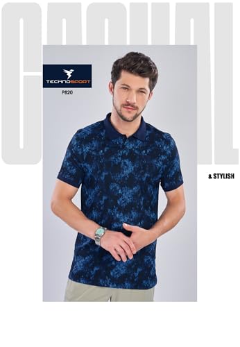 Image of TECHNOSPORT Men's Slim Fit Half Sleeve Polo T-Shirt with Collar, MATPIQ Quick Dry Moisture Wicking Polo Tee for Gym Sports Golf and Casual Wear