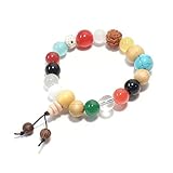 AMXXZIC Prayer Beads Fashion Bracelet for Men and Women Zen Inspired Colorful Beads Chinese Style Pendant Bracelets (Colorful)