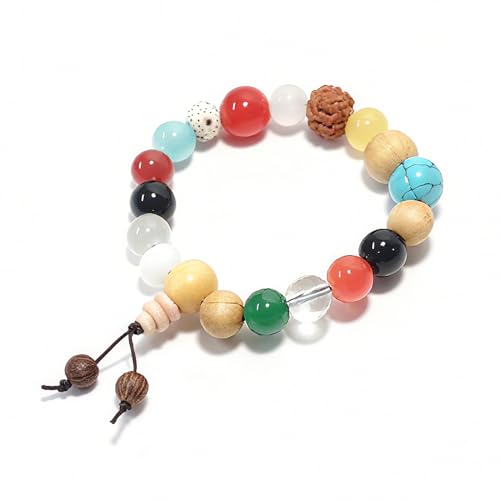 AMXXZIC Prayer Beads Fashion Bracelet for Men and Women Zen Inspired Colorful Beads Chinese Style Pendant Bracelets (Colorful)