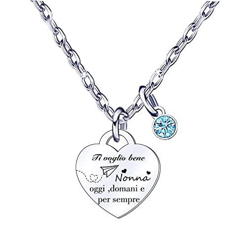 JRZDFXS Regalo Nonna Collane Nonna Regalo Natale per Nonna Collana Donna regalo Compleanno Nonna Regalo Natale per Nonna Cuore Diamante Collana Argento Pendent (Nonna)