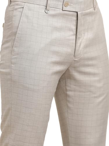 Pantalon formel en polyviscose gris à carreaux coupe ajustée Turtle - 5