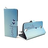 König Design Handyhülle Kompatibel mit Acer Liquid Z530 Handytasche Schutzhülle Tasche Flip Hülle mit Kreditkartenfächern - Smile Blau