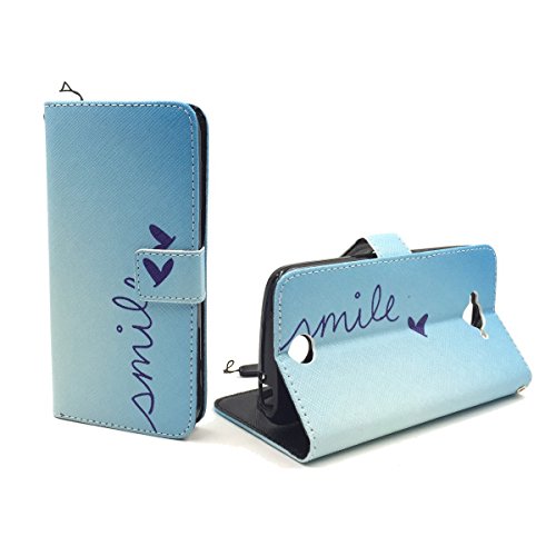 König Design Handyhülle Kompatibel mit Acer Liquid Z530 Handytasche Schutzhülle Tasche Flip Hülle mit Kreditkartenfächern - Smile Blau