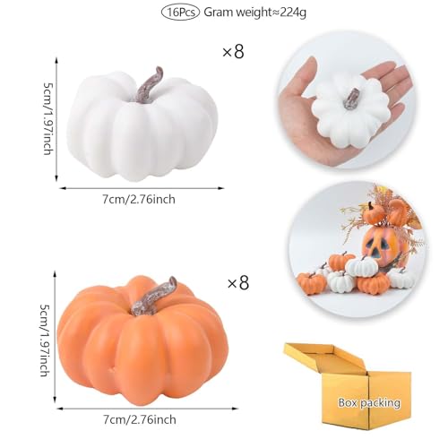 Calabazas artificiales pequeñas para decoración de otoño en dormitorio 6