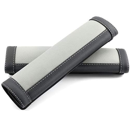 COFIT Mikrofaserleder Gurtpolster Strapazierfähige Autositzgurtpolster mit Komfortablem Schulterschutz für Ihr Fahren, 2 Stück, Grau und Schwarz